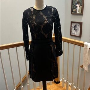 Tadashi Shoji Elegant Black Floral Lace Dress